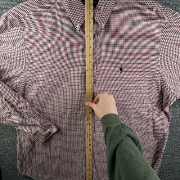 Ralph Lauren Long Sleeve Button Up Shirt Red Black Check Classic 17.5 34/35 Men - Picture 3 of 12